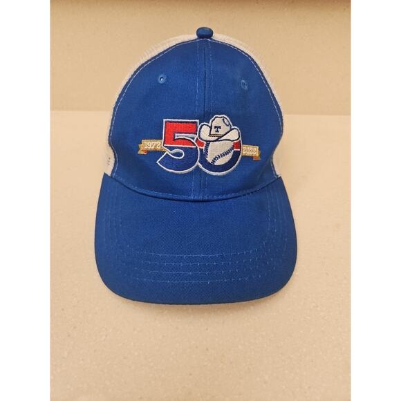 Texas Rangers 50th Anniversary Snapback Trucker Hat Cap 72-22 Globe Life MLB - Picture 1 of 9